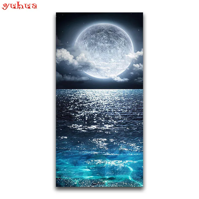 

Full Round Diamond mosaic landscape Full Square Diamond embroidery night view DIY 3D Diamond painting Cross stitch Starry sky