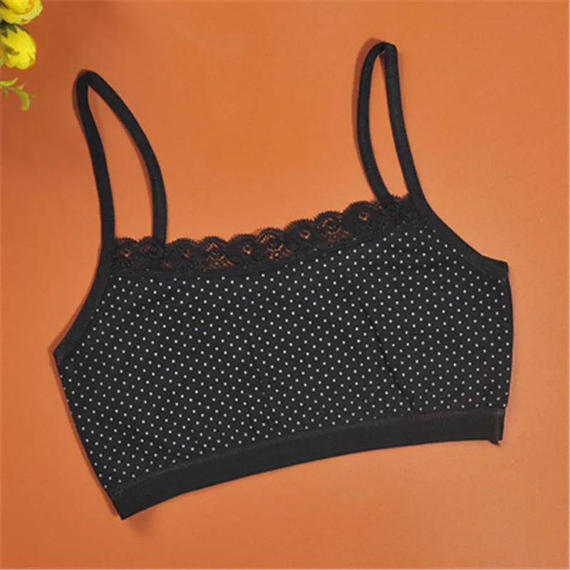 2018 New Fashion Young Girls Cotton Camisoles Girl Underwear Printing Lace vest Top For Teens Training camisole