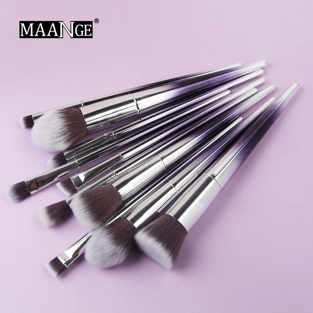 Набор кистей для макияжа Профессиональный с чехлом 10 шт. инструменты для макияжа основа для бровей подводка для глаз Румяна косметический консилер кисти 8W10