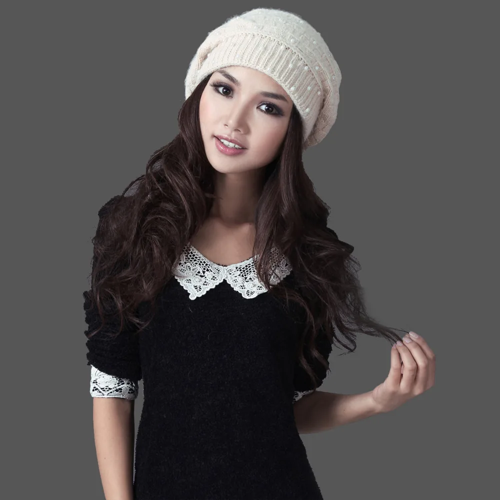 Шапка женская вязаная с кроличьим мехом бесплатная доставка|beanie knitted hat|fashion knit