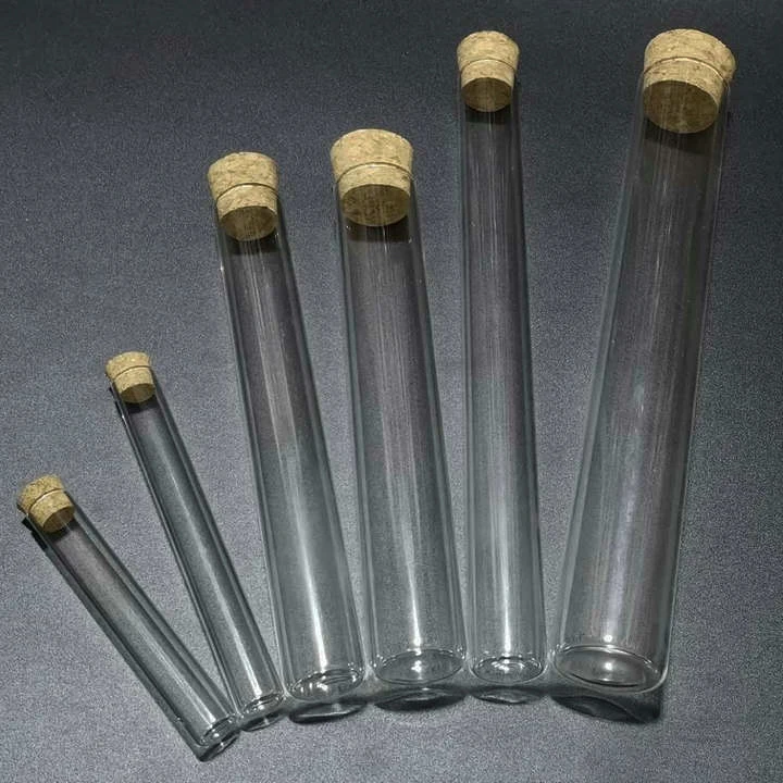 12pcs/lot 15x150mm Transparent Glass Flat Bottom Test Tubes with cork