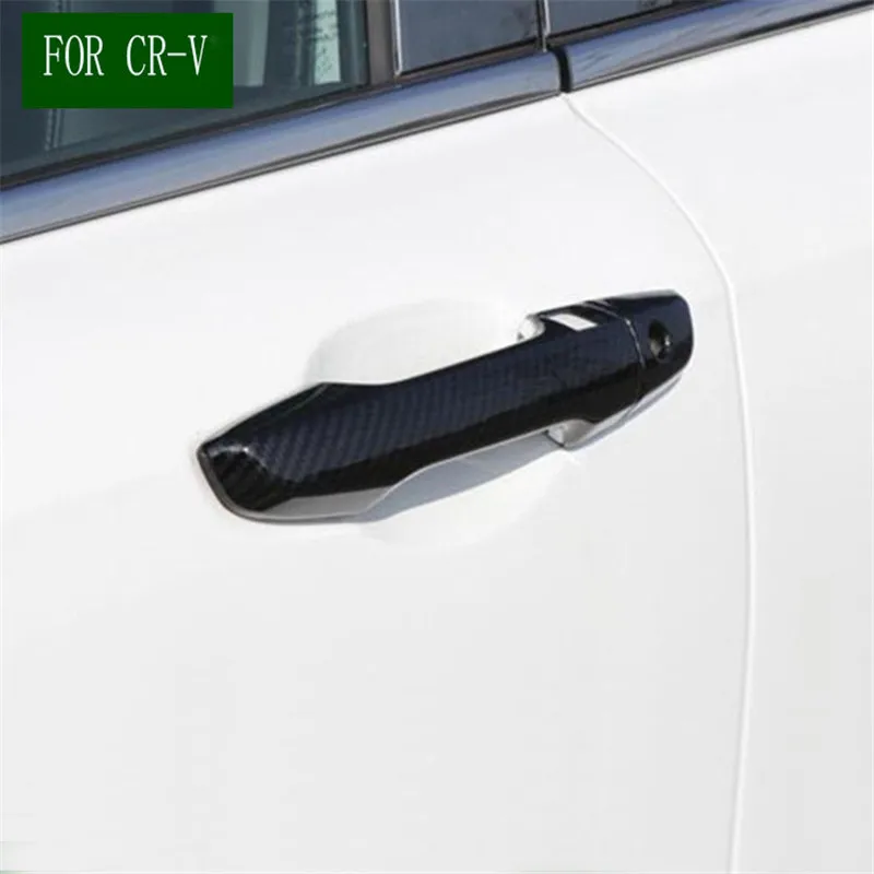 

New Sport Style Carbon Fiber Chrome Door Handle Cover Trim Fit For Honda CR-V CRV 2017 2018 LHD