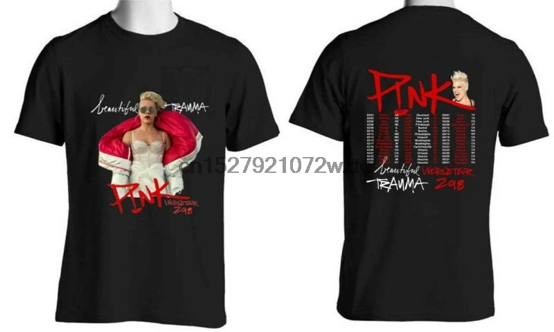 

New PINK Singer Beautiful Trauma World Tour USA Date 2018 Black T-Shirt S-3XL