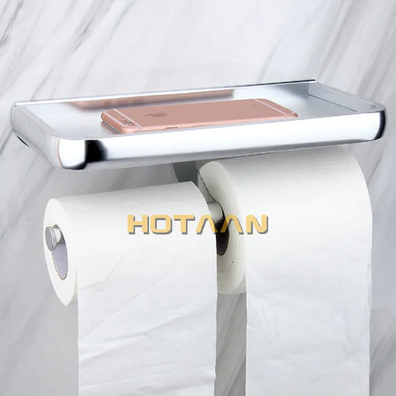 Günstig Oxidation Finish Festen Aluminium wc papier halter bad zubehör multifunktions wc papier halter mobile halter YT 1592