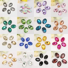 Flatback owalny fasetowany wielu Siez i wiele kolorów akrylowe Art DIY klejnoty Rhinestone Strass wysoki połysk Nail Art kamienie