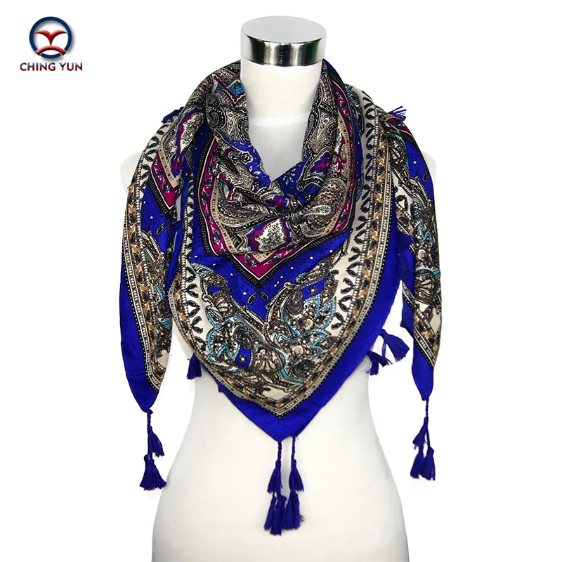 Узор, этнический русский стиль, бандана с кисточками, женские шарфы, осенние и зимние шарфы, шаль, хлопковый женский шарф