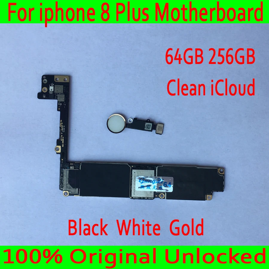 

64GB 256GB with Clean iCloud for iphone 8 Plus Motherboard with Touch ID, Original unlocked for iphone 8P Mainboard +Chips