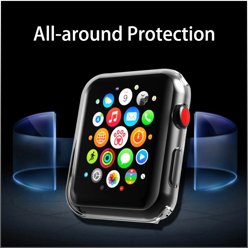 

Full Case for Apple Watch 4 3 2 1 40MM 44MM Protective Resin Clear Ultra-Thin Cover Screen Protector Cover For iWatch 38MM 42MM
