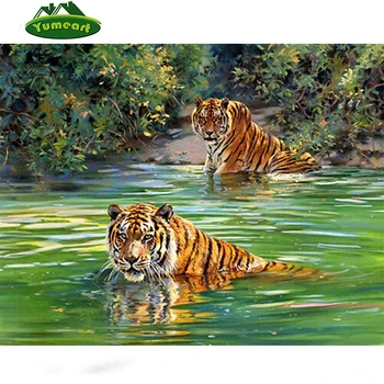 

5D DIY Diamond Painting Swimming Tiger Cross Stitch Diamond mazayka animals Paintings Rhinestones Full Square Drill Mosaic Kit