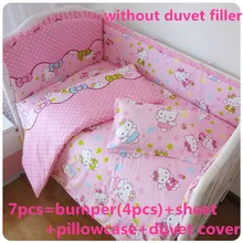 Discount 6 7pcs Hello Kitty Baby Bedding Set 100 Cotton Breathable Crib Bumper Reactive Printing 120