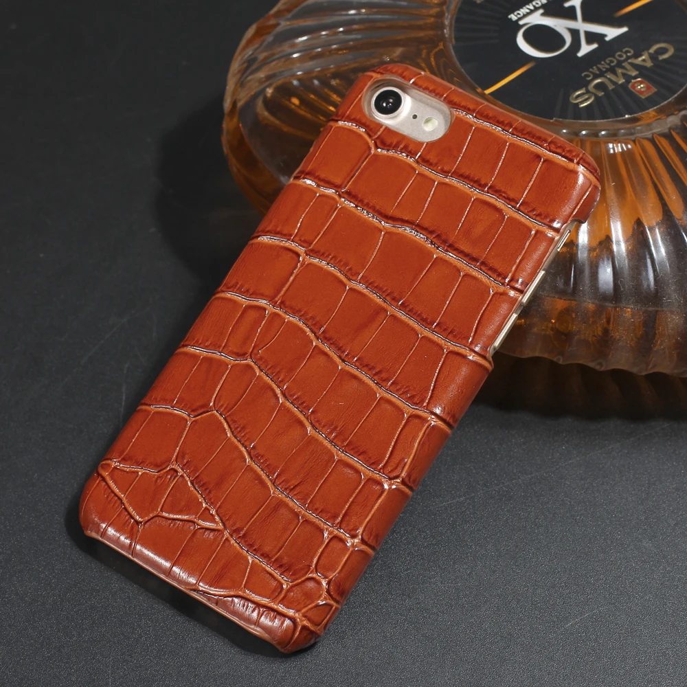 

CYBORIS for iphone 6 6S 7 8 Case Genuine Leather Case for iphone 6P 8+ 7 plus Real Cow Leather Crocodile Pattern Back Cover