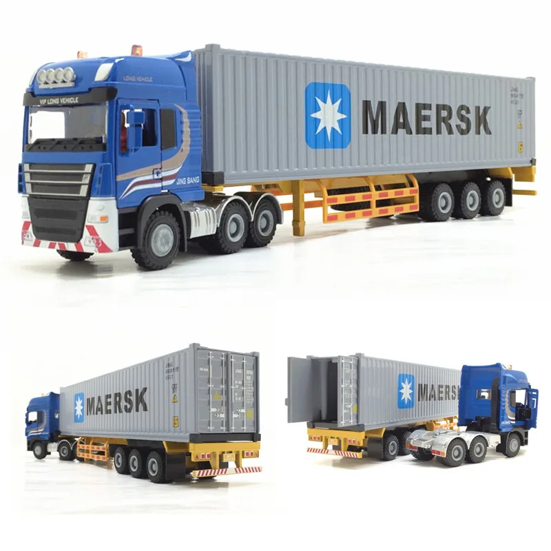 1:50 сплав инженерные транспортные средства, высокая моделирования Maersk полу-установленный контейнерный груз, логистический грузовик