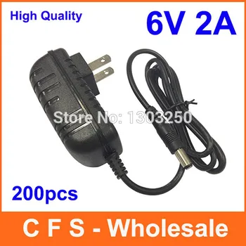 

High Quality AC/DC DC Power supply 6V 2A Adapter Adaptor Charger US Plug 200pcs Lot Express Free shipping wholesale