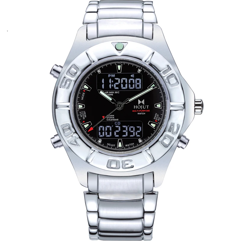 HOJUT Flagship Japan Fly back six hands movement dual time zone function men business quartz watch