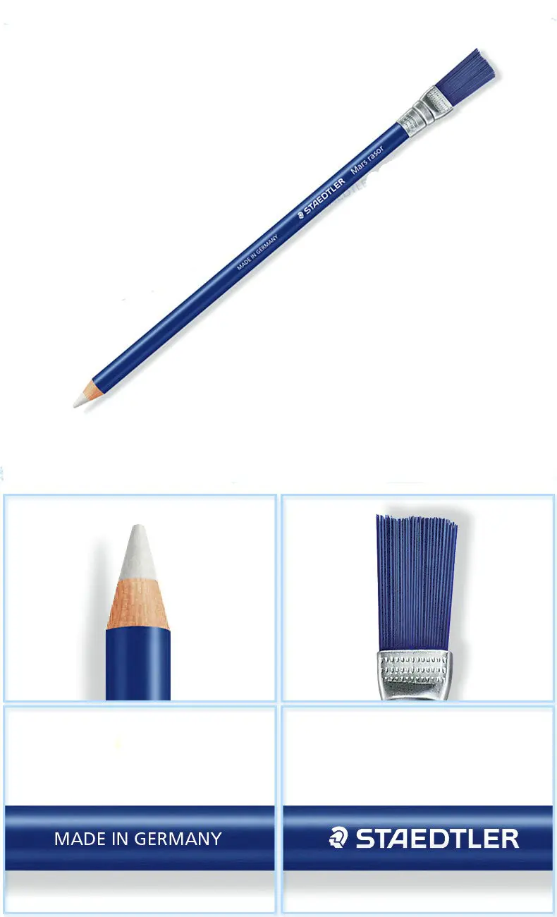 3 шт. Staedtler 526 61 Mars Rasor карандаш образный резиновый ластик с кисточкой для точечного