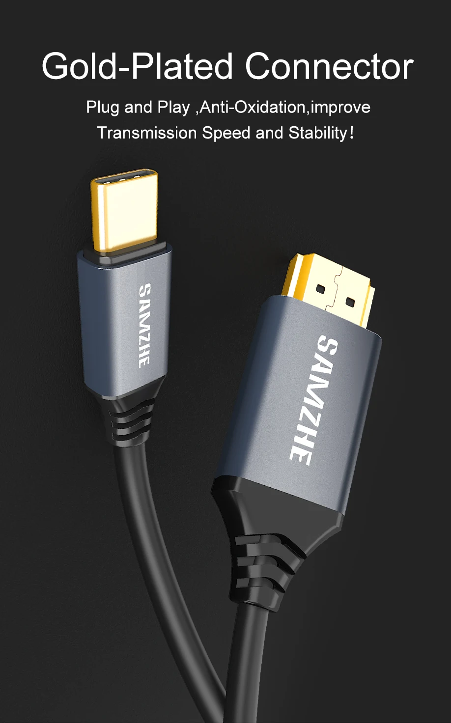 SAMZHE 4K* 2K type C к HDMI кабель 30 Гц разрешение USB C к HDMI адаптер для Apple Macbook XiaoMi Air HuaWei MateBook и телефона