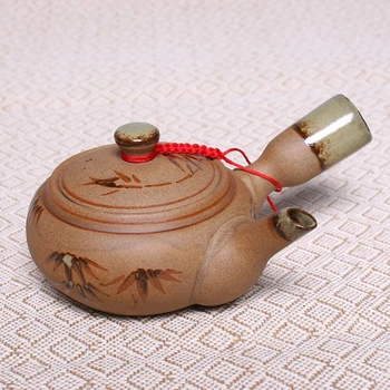 250ML China Bamboo Pattern Pottery Teapot Gongfu Tea Bamboo Handmade