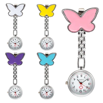 

Clip Nurse Doctor Pendant Pocket Quartz Butterfly Brooch Nurses Watch portable Fob Hanging Medical Nurse Quartz Watch