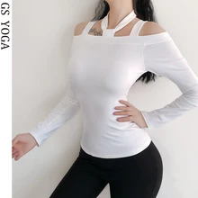 Сексуальный внутренний коврик для йоги Топ женский с длинными рукавами белая футболка для фитнеса укороченный топ для бега дышащие рубашки для йоги спортивная одежда для женщин