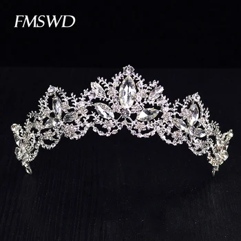 

Hot Trendy Silver Gold Color Baroque Crystal tiara Wedding Crown For Wedding Hair Accessories Bride Fashion Hair Jewelry HG-043