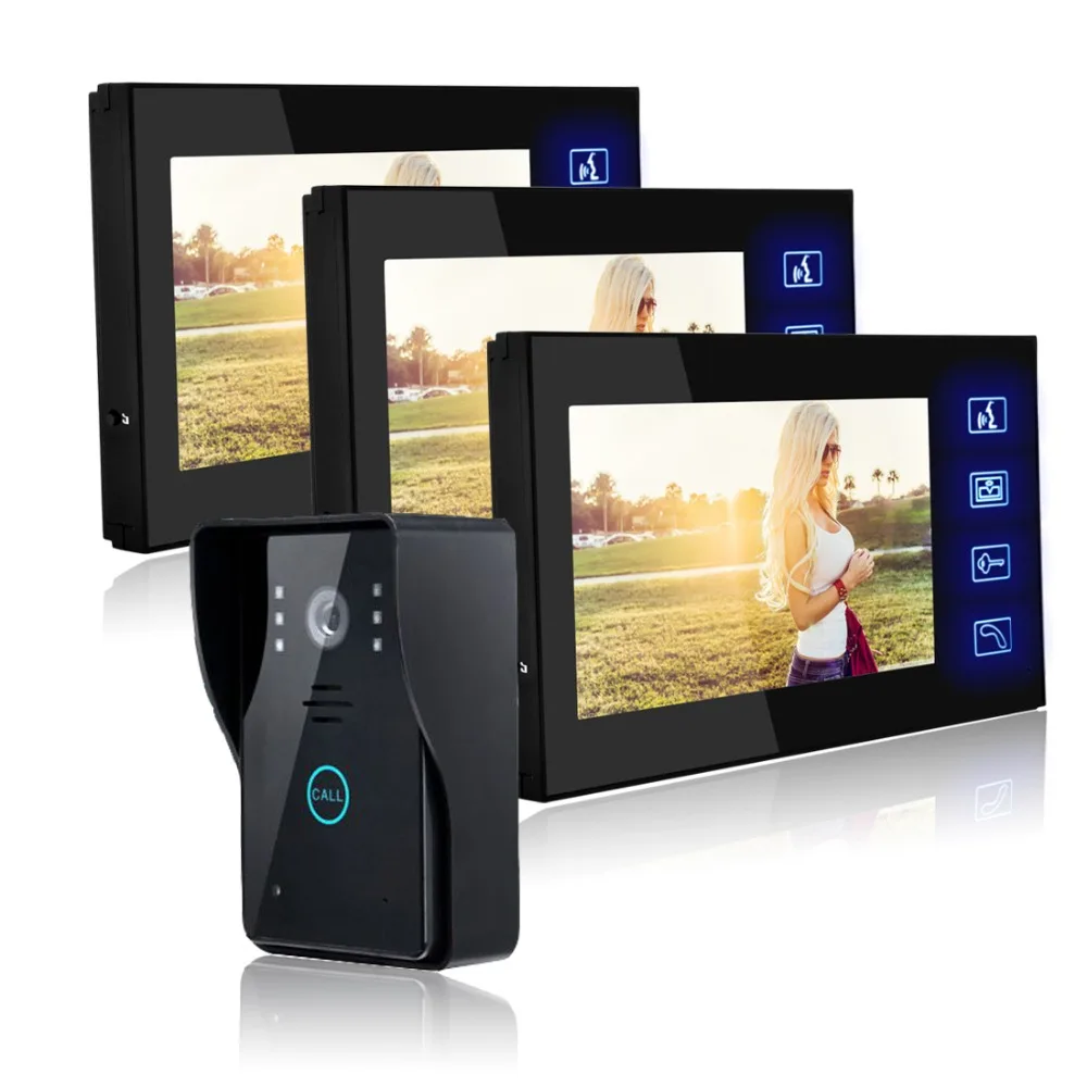 

video door phone intercom 7 Inch Color LCD Video Door Phone Intercom System 1V3 video doorphone access system home security kit