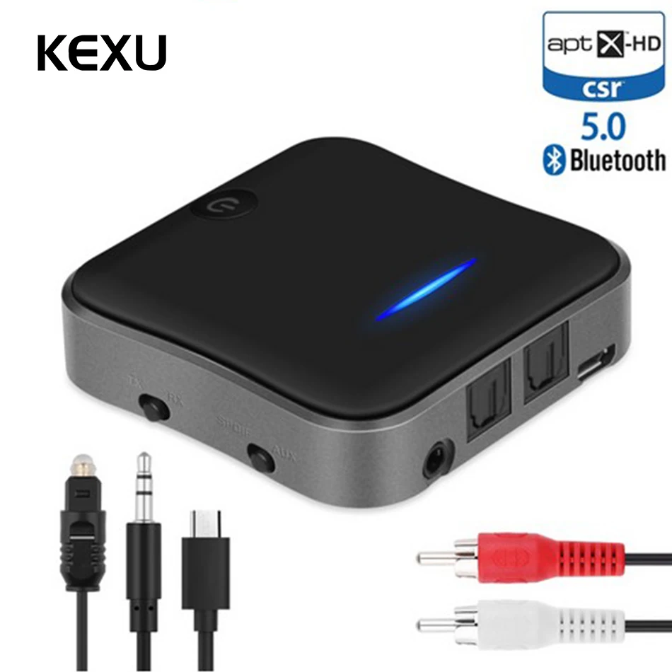 KEXU Bluetooth 5 0 Audio Transmitter font b Receiver b font Aptx HD Adapter Optical Toslink