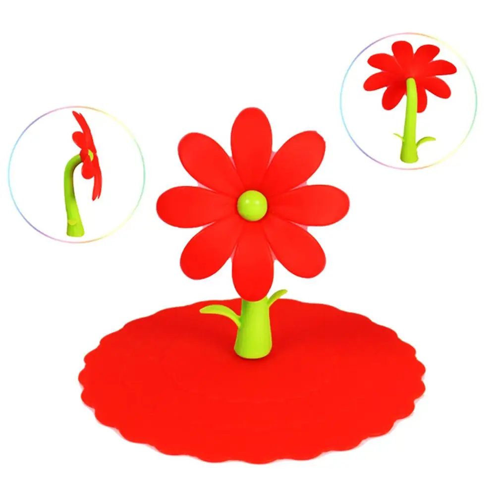 

Anti-dust Reusable Heat-resistant Silicone Cup Cover Sun Flower Thermal Insulation Leak-proof Suction Seal Cups Lid Cap new