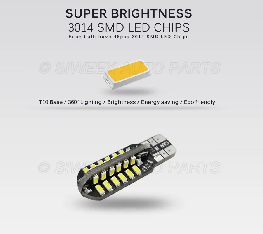 T10 48 SMD 3014 Canbus светодиодный авто светильник с can-bus W5W T10 светодиодный 194 ОШИБОК белый/теплый белый светильник лампы 12V