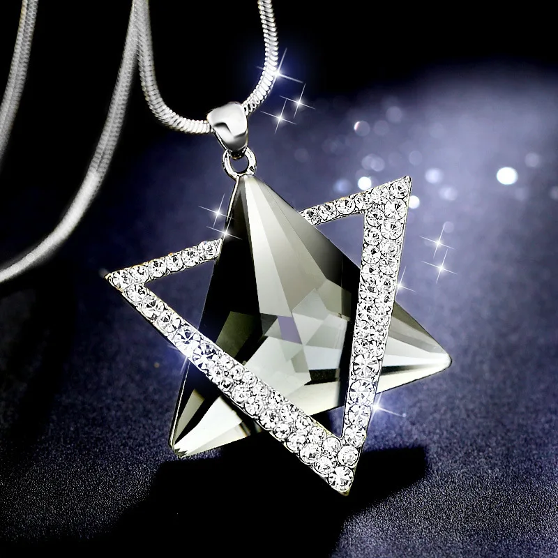 Delicate David Star Pendants Necklaces Luxury Women Rhinestone Necklace Gifts Crystal Sweater Snake Long Chains Jewelry - Image 3