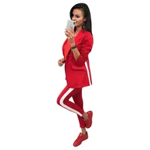 Женский брючный костюм-двойка MVGIRLRU, костюм с длинным жакетом на одной пуговице, с подкладкой и карманами и с облегающими брюками-карандаш, спортивный костюм