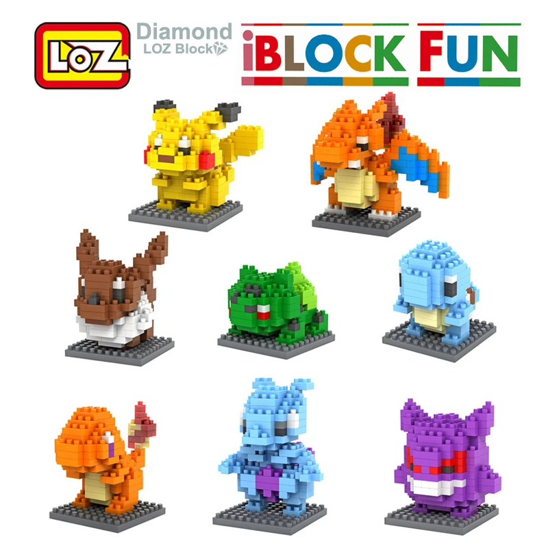 

LOZ Blocks Building Ball Pikachu Snorlax Charmander Eevee Jigglypuff Toys Action Figures Anime Model Japanese Cartoon Gift