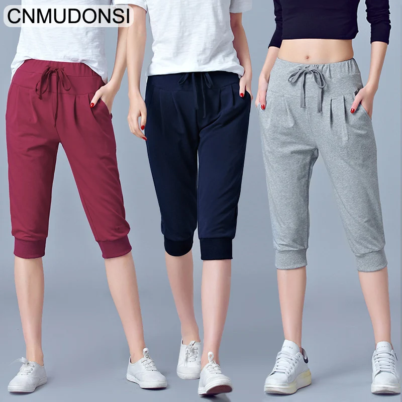 High Waist Stretch Pants Women Summer Calf Length Harem Pants Large size 5xl 6XL Casual Trouser Joggers Sweatpants Capri female High Waist Stretch Pants Women Summer Calf Length Harem Pants Large size 5xl 6XL Casual Trouser Joggers Sweatpants Capri female