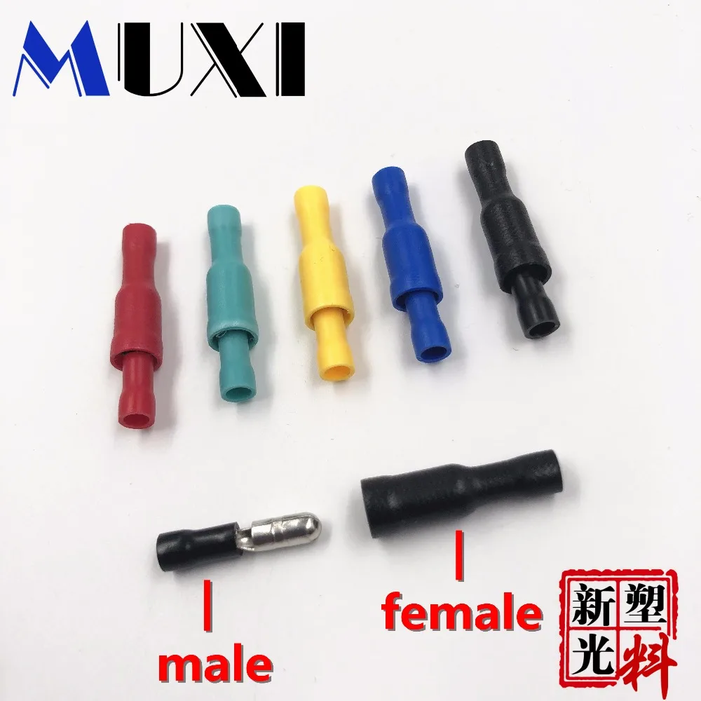 

Hot 50pcs 5 colors Male Female Bullet Connector Insulating Joint Crimp Terminals Wiring Cable Eletric Plug Adapter FRD MPD