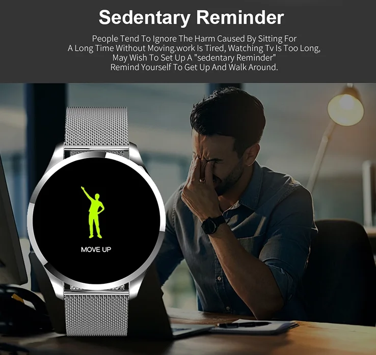 Q9 Steel Tempered Glass Round Screen Smart Watch with Heart Rate Monitor IP67 Waterproof Smart Bracelet