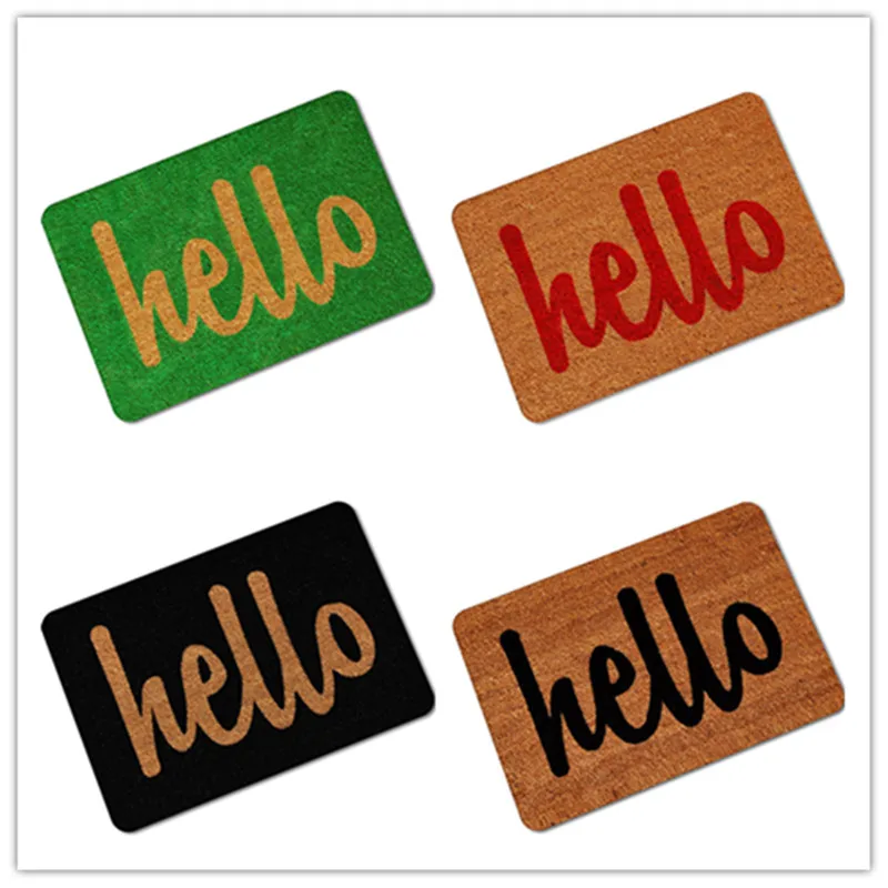 

Welcome Floor Mats for Entrance Rubber Anti-Slip Doormat Kitchen Mats Living Room Bathroom Carpet Hello Letters Printed Area Rug