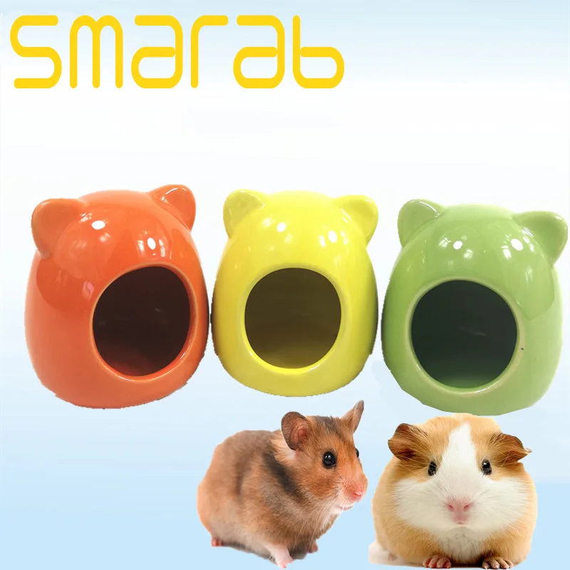 

Ceramics Hamster Cage Nest Cartoon Summer Cool Guinea Pig Rabbit House for Chinchilla Hamster Cage Decoration Accessories