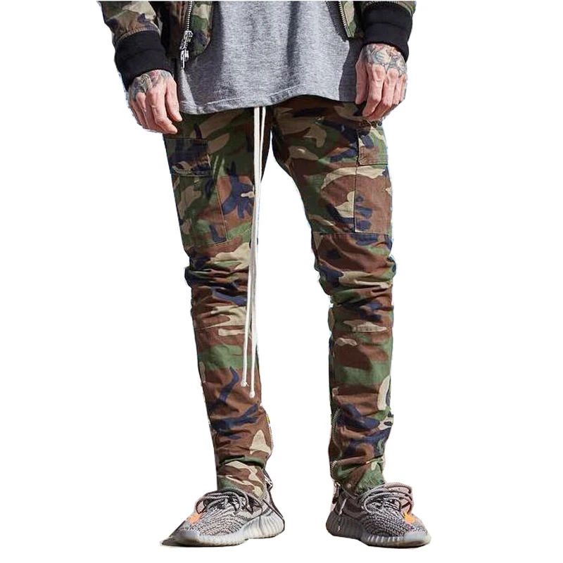 High Quality fashion 2017 Elastic Waist Long cargo pants joggers casual men camouflage Bottoms zipper hiphop Casual Sweatpants 