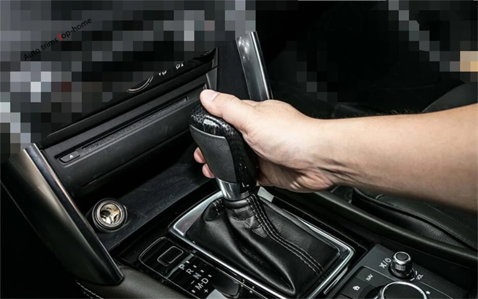 

Yimaautotrims Interior Carbon Fiber Style Gear Stall Shift Knob Sticker Cover Trim Fit For Mazda CX-5 CX5 2014 - 2019 / ABS