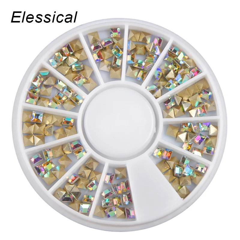 

ELESSICAL Mixed Glitters Colorful Resin Rhinestones Nail Tips Drill Sharp End Nail Charms 3D DIY Nail Art Decorations WY1003