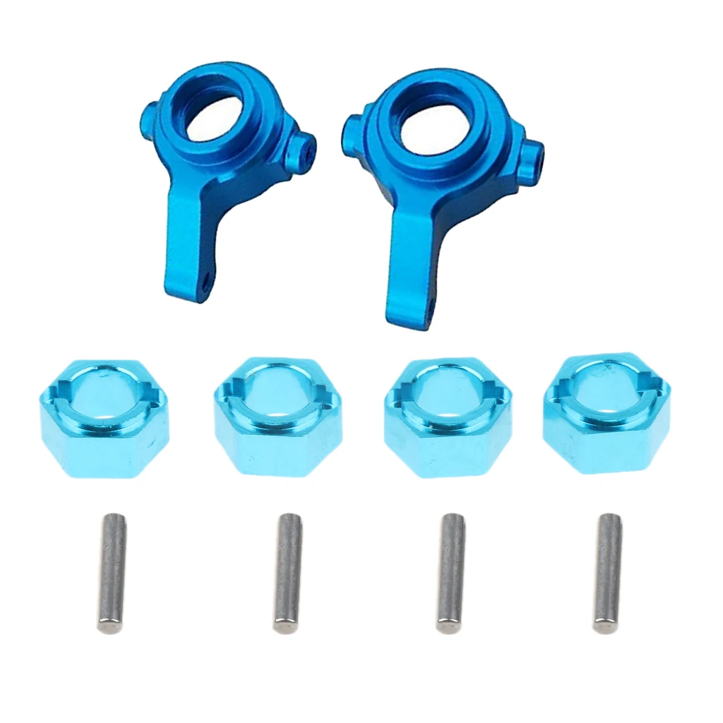 2Pcs Metal Blue Steering Cup Arm & Wheel Hub Hex Drive Adapter for 1/18 WLtoys A949 A959 A969 A979 K929