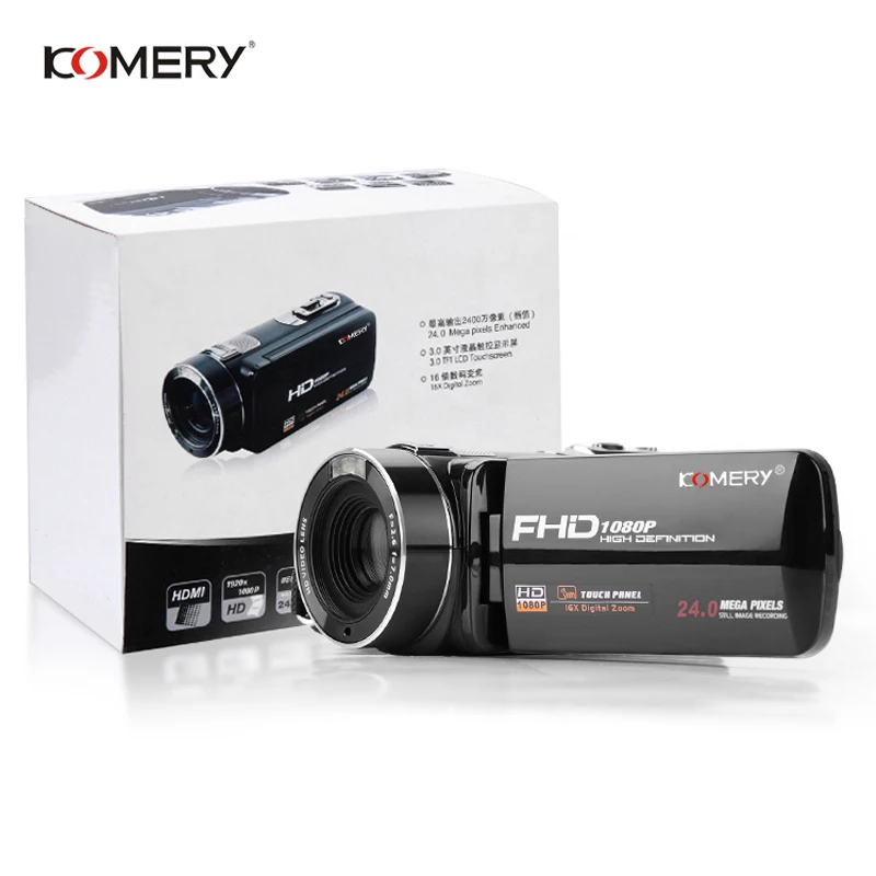 KOMERY видеокамера Full HD портативные видеокамеры 24 МП 16X цифровой зум 3 0 &quotсенсорный