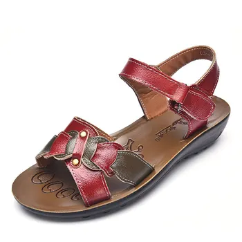 

Women shoes 2019 new hook loop summer beach shoes woman comfortable slippers ladies shoes genuine leather flat sandals women