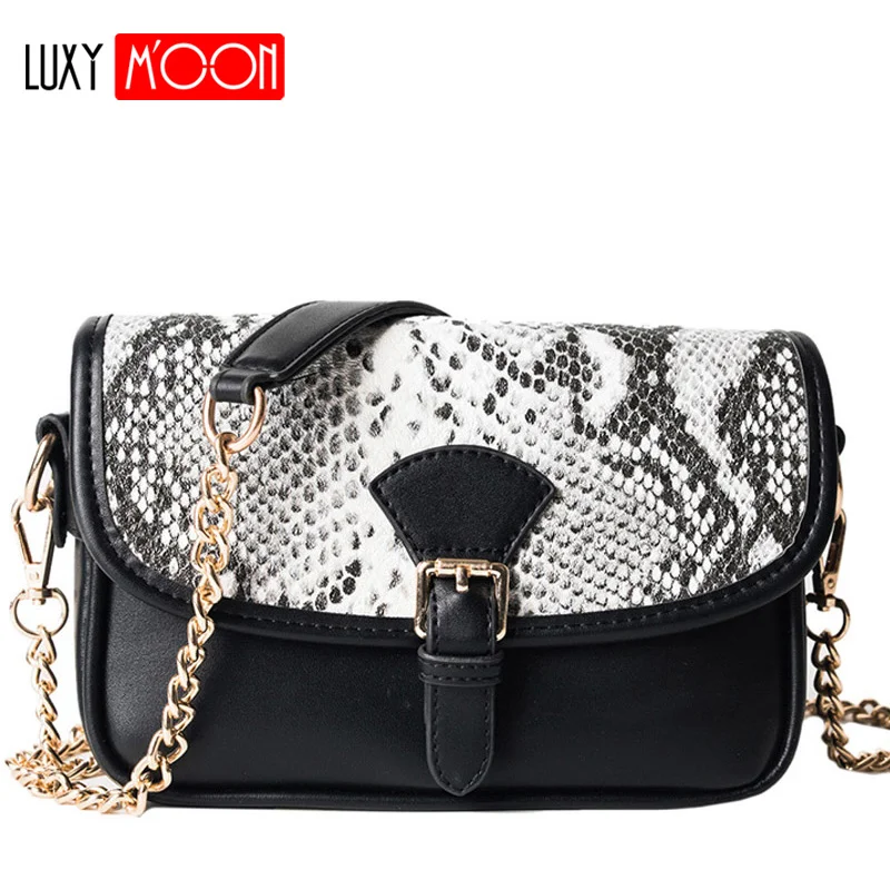 

Vintage PU Leather Ladies Crossbody Bag Sequins Women 2019 Summer New Serpentine Messenger Bag Flap Lady Small Shoulder Bag XA42