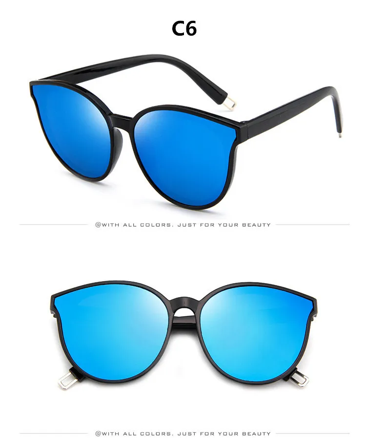 Женские солнцезащитные очки кошачий глаз, брендовые, дизайнерские, Круглые, зеркальные, цветные, розовые, женские, горячая Распродажа, солнцезащитные очки, UV400