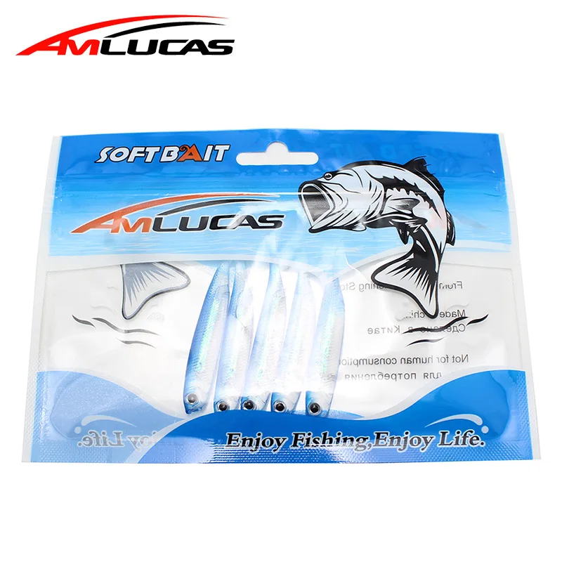 Amlucas 5 piezas 7 cm 2,2G señuelo de pesca de cebo Shad pescado silicona bajo Minnow cebos Swimbait de pesca señuelo de plástico Pesca WW116 Amlucas 5 piezas 7 cm 2,2G señuelo de pesca de cebo Shad pescado silicona bajo Minnow cebos Swimbait de pesca señuelo de plástico Pesca WW116