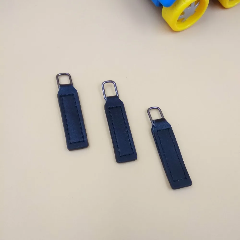 New For 5 8 Black Leather Zipper Puller 5pcs Repair DIY Wallet Bags