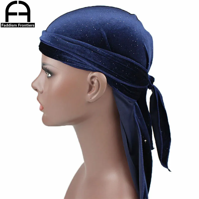 Nieuwe Luxe Heren Glanzende Fluwelen Durags Tulband Bandana Hoofdband