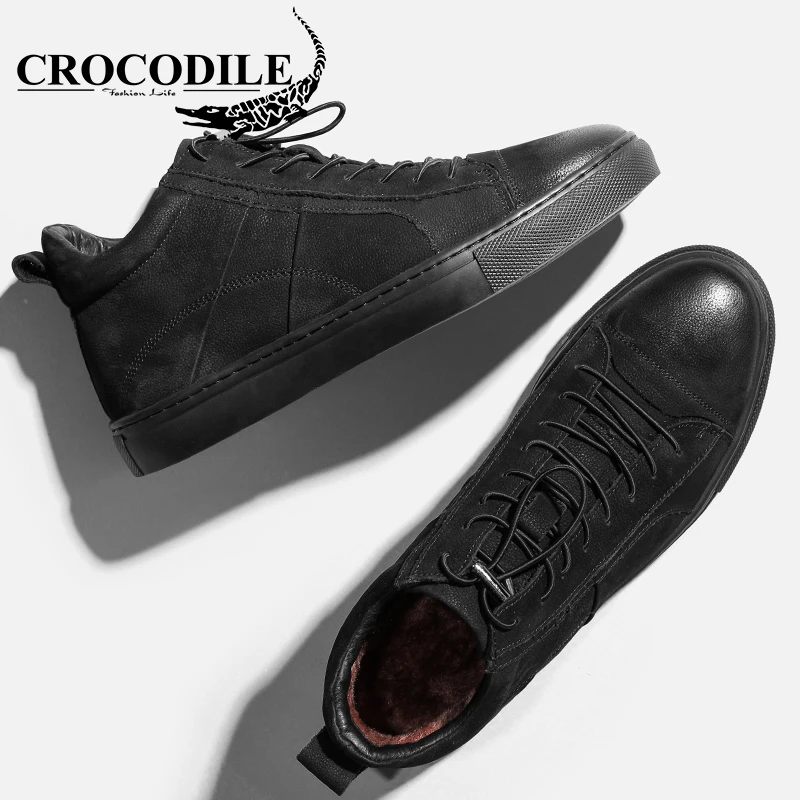 تمساح الشتاء الرجال التزلج حذاء رياضة الرجال المخملية حقيقية أحذية جلدية رياضية الرياضة أحذية تزلج للرجال offBlack