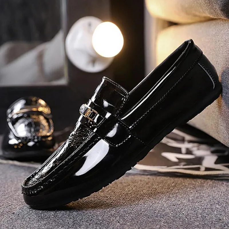 

Bright Leather Peas Shoes Man Sleeve Flat Heel Artificial Leather Low-Top Breathable Leisure Spring And Autumn Sneakers