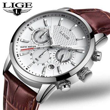 

New LIGE Mens Watches Top Brand Luxury Business Fashion Watch Men Chronograph Watch Sport Watch Waterproof Quartz Wristwatch+Box